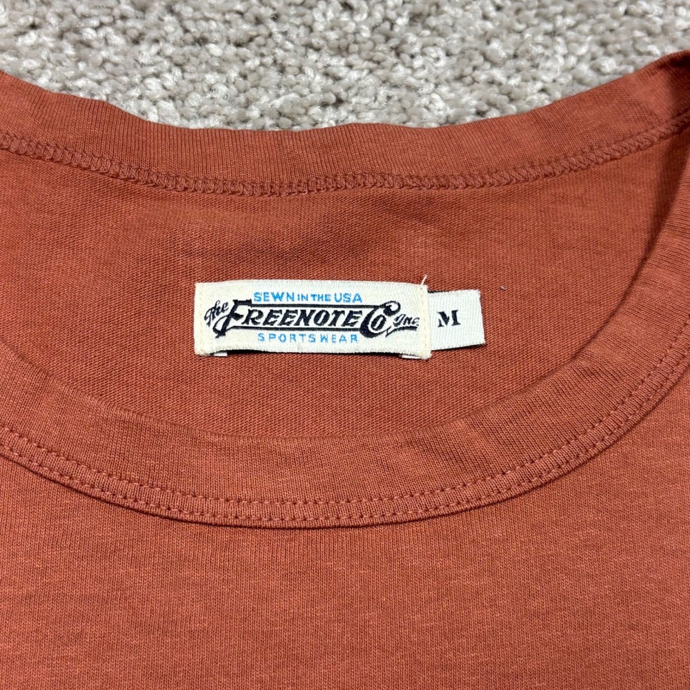 Freenote Cloth Mens Pocket T-Shirt Rust Orange Cotton Made in USA Size M - Picture 3 of 7